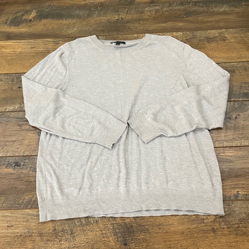 Banana Republic Silk Cashmere Crewneck Sweater Gray Men XXL Quiet Luxury Minimal
